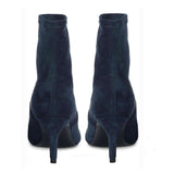 Saint Jemima Blue Stretch Suede Kitten Heel Ankle Boots
