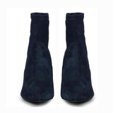 Saint Jemima Blue Stretch Suede Kitten Heel Ankle Boots