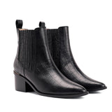 Saint Ilaria Black Croco Print Leather Ankle Boots - SaintG India