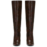 Saint Emily Brown Croco Vegan Leather Knee High Boots