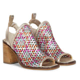 Bella Multi Woven Leather Block Heels