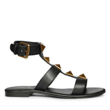 Saint Ida Metal Studded Black Leather Sandals