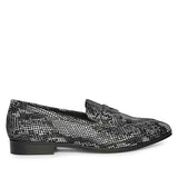 Saint Ellis White and Black Snake Print Leather Loafers.