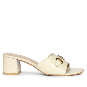 Saint Blair Off-white Croc-embossed Leather Block Heels