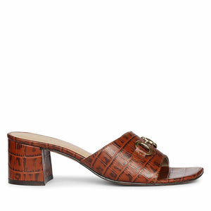 Saint Blair Brown Croc-embossed Leather Block Heels