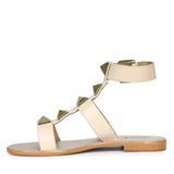 Saint Ida Metal Studded Ivory Leather Sandals
