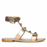 Saint Ida Metal Studded Metallic Rose Leather Sandals