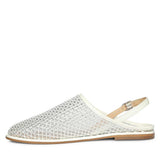 Saint Elira Strass Embellished White Mesh & Leather Flats