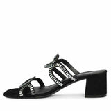 Saint Danica Strass-Embellished Black Leather Block Heels