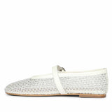Saint Zoey Strass Embellished White Leather Flats