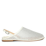 Saint Elira Strass Embellished White Mesh & Leather Flats