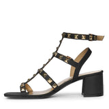 Saint Angela Gold Metal Double Buckle Block Heels