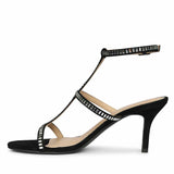 Saint Dylan Strass-Embellished Black Leather Stilettos
