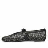 Saint Zoey Strass Embellished Black Leather Flats
