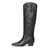 Saint Tiziana Hand Embroidered Black Leather Cowboy Boots