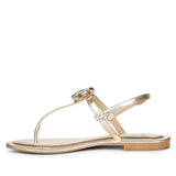 Saint Elara Stone Embellished Gold Leather Sandals