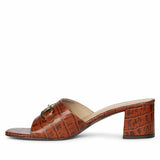 Saint Blair Brown Croc-embossed Leather Block Heels
