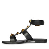 Saint Ida Metal Studded Black Leather Sandals