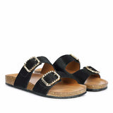 Saint Noel Black Pony Leather Sandals