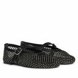 Saint Zoey Strass Embellished Black Leather Flats