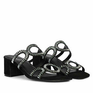 Saint Danica Strass-Embellished Black Leather Block Heels