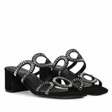 Saint Danica Strass-Embellished Black Leather Block Heels