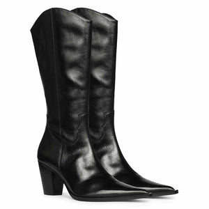 Saint Prune Black Leather Calf Boots