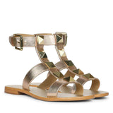 Saint Ida Metal Studded Metallic Rose Leather Sandals