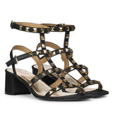 Saint Angela Gold Metal Double Buckle Block Heels
