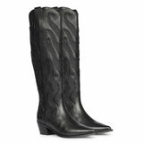 Saint Tiziana Hand Embroidered Black Leather Cowboy Boots