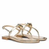 Saint Elara Stone Embellished Gold Leather Sandals