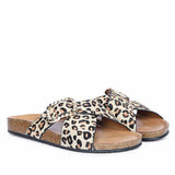Saint Juno Leo Pony Print Leather Sandals