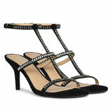 Saint Dylan Strass-Embellished Black Leather Stilettos