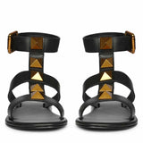 Saint Ida Metal Studded Black Leather Sandals