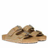 Saint Heidi Silver Strass Beige Leather Flats