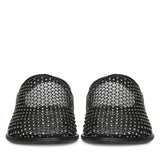 Saint Elira Strass Embellished Black Mesh & Leather Flats