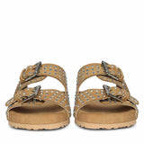 Saint Heidi Silver Strass Beige Leather Flats