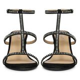 Saint Dylan Strass-Embellished Black Leather Stilettos