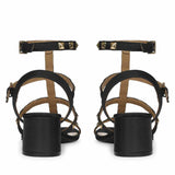 Saint Angela Gold Metal Double Buckle Block Heels