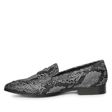 Saint Ellis White and Black Snake Print Leather Loafers.