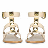 Saint Ida Metal Studded Ivory Leather Sandals