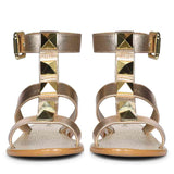 Saint Ida Metal Studded Metallic Rose Leather Sandals