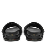 Saint Reya Padded Cross Strap Black Leather Flats