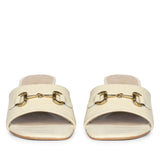 Saint Blair Off-white Croc-embossed Leather Block Heels