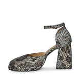 Saint Emma Brown and White Snake Print Leather Heels