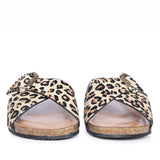 Saint Juno Leo Pony Print Leather Sandals