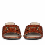 Saint Blair Brown Croc-embossed Leather Block Heels