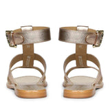 Saint Ida Metal Studded Metallic Rose Leather Sandals