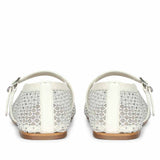 Saint Zoey Strass Embellished White Leather Flats