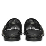 Saint Elira Strass Embellished Black Mesh & Leather Flats